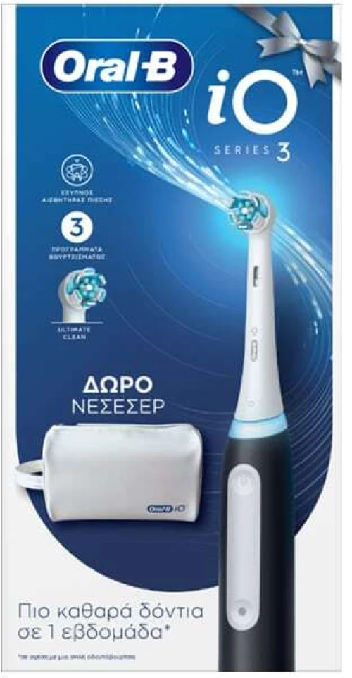 ORAL-B iO Series 3 Ηλεκτρική Οδοντόβουρτσα Black & Δώρο Νεσεσέρ
