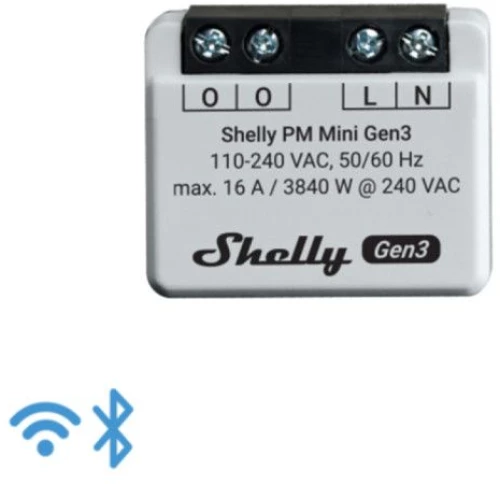 Έξυπνος Μετρητής Ενέργειας 16A Γκρι Wi-Fi Shelly PM Mini Gen3 Elvhx Shelly PM Mini Gen3 Γκρι