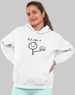 "PLZ USE IT" W Φούτερ με Κουκούλα - BLACK