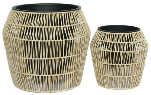 ΣΕΤ ΚΑΣΠΩ 2 ΤΕΜΑΧΙΑ POLY RATTAN  Fylliana FL22157 ΦΥΣΙΚΟ ΧΡΩΜΑ 42x38εκ & 28x28εκ