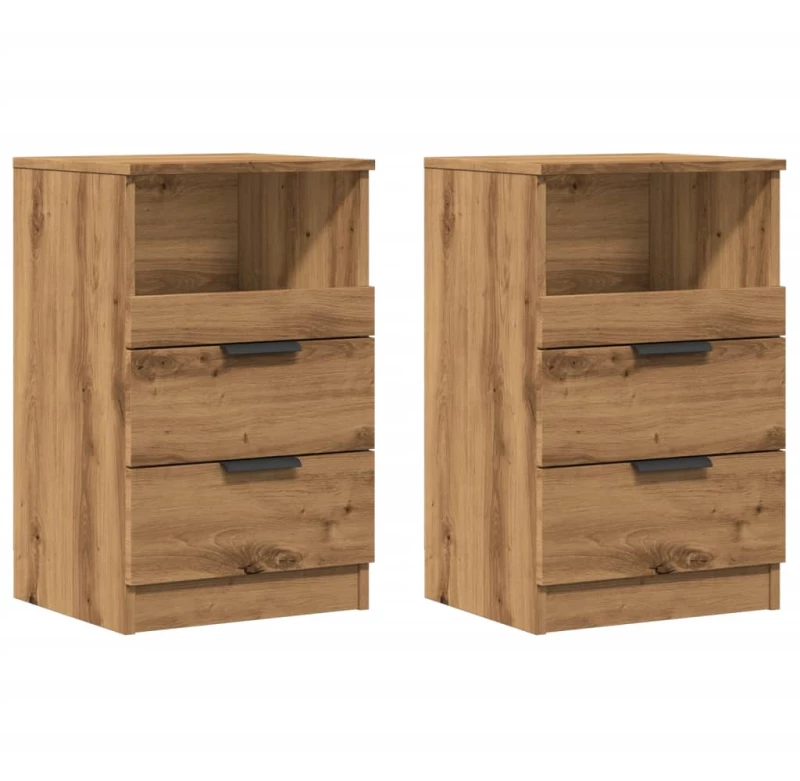 vidaXL Κομοδίνα 2 τεμ.Αρτισιανή Δρυς 40x36x65 εκ. Επεξ. Ξύλο
