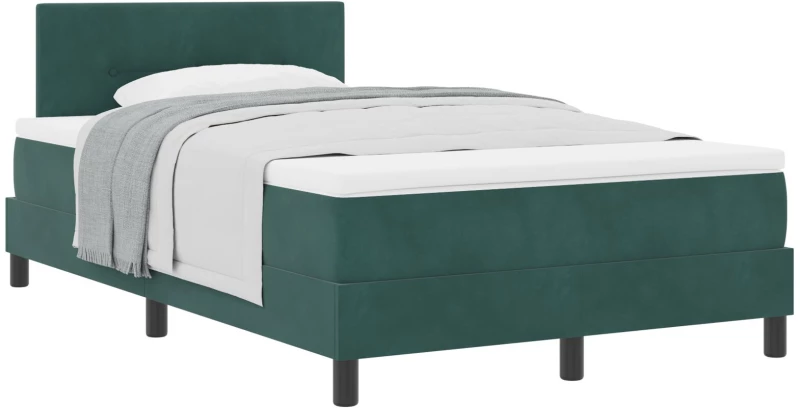 vidaXL Κρεβάτι Box Spring με Στρώμα Σκούρο Πράσινο 120x200 εκ. Βελούδο