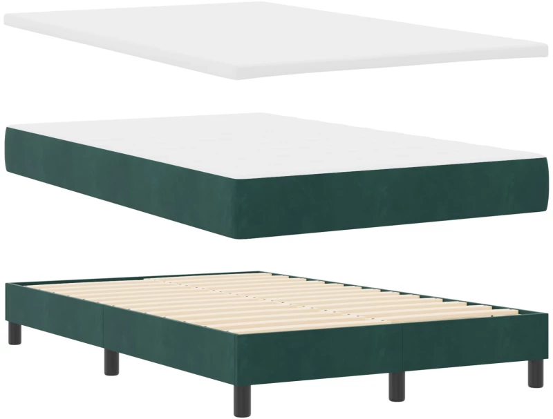 vidaXL Κρεβάτι Box Spring με Στρώμα Σκούρο Πράσινο 120x200 εκ. Βελούδο