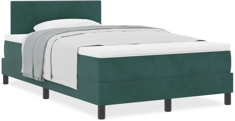 vidaXL Κρεβάτι Box Spring με Στρώμα Σκούρο Πράσινο 120x200 εκ. Βελούδο