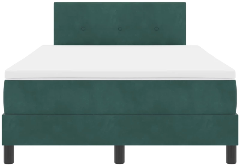 vidaXL Κρεβάτι Box Spring με Στρώμα Σκούρο Πράσινο 120x200 εκ. Βελούδο