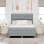 vidaXL Κρεβάτι με Βάση και Στρώμα Ανοιχτό Γκρι 140x200 εκ Ύφασμα