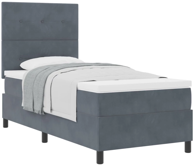 VidaXL Κρεβάτι Box Spring με Στρώμα Σκοτεινό Γκρι 90x200 εκ. Βελούδο