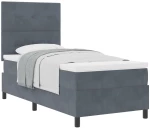 VidaXL Κρεβάτι Box Spring με Στρώμα Σκοτεινό Γκρι 90x200 εκ. Βελούδο