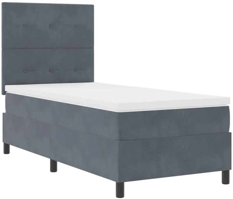 VidaXL Κρεβάτι Box Spring με Στρώμα Σκοτεινό Γκρι 90x200 εκ. Βελούδο