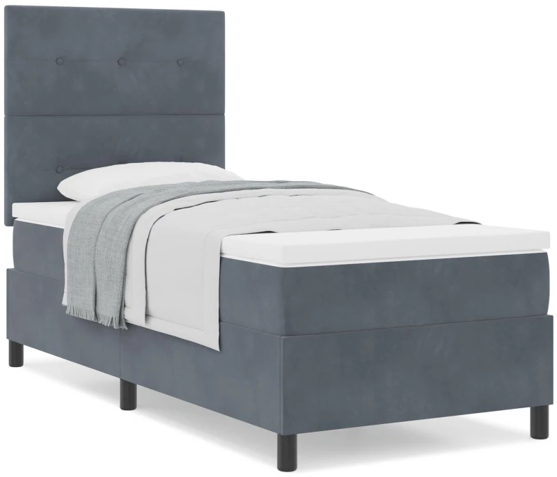 VidaXL Κρεβάτι Box Spring με Στρώμα Σκοτεινό Γκρι 90x200 εκ. Βελούδο