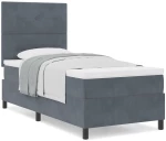 VidaXL Κρεβάτι Box Spring με Στρώμα Σκοτεινό Γκρι 90x200 εκ. Βελούδο