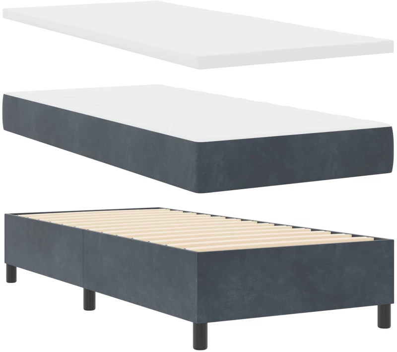 VidaXL Κρεβάτι Box Spring με Στρώμα Σκοτεινό Γκρι 90x200 εκ. Βελούδο