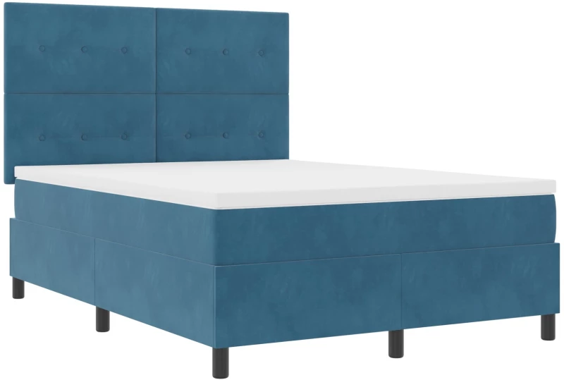 Κρεβάτι Box Spring με Στρώμα vidaXL Σκούρο Μπλε 140x190 εκ. Βελούδο