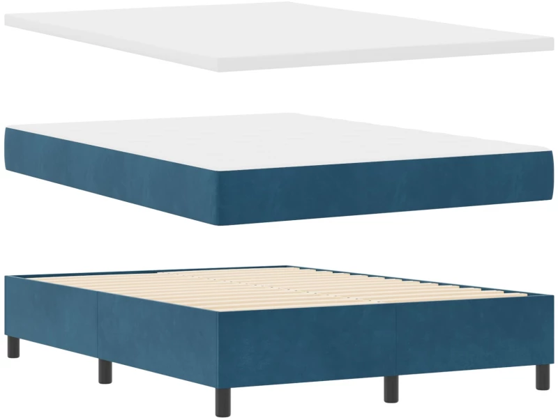 Κρεβάτι Box Spring με Στρώμα vidaXL Σκούρο Μπλε 140x190 εκ. Βελούδο