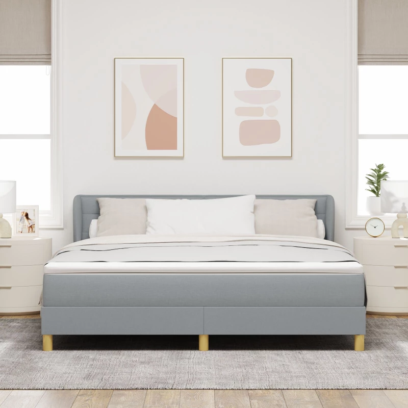 Κρεβάτι Box Spring VidaXL με Στρώμα σε Ανοιχτό Γκρι 180x200 εκ. Ύφασμα