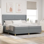 vidaXL Κρεβάτι Box Spring με Στρώμα Ανοιχτό Γκρι 200x200 εκ. Ύφασμα