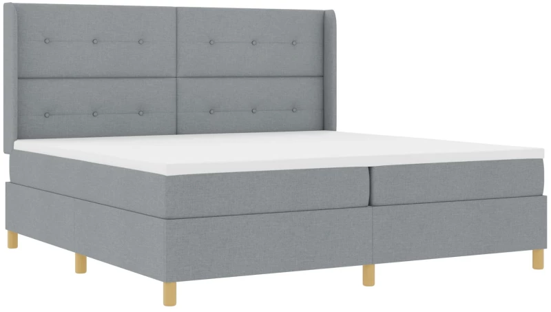 vidaXL Κρεβάτι Box Spring με Στρώμα Ανοιχτό Γκρι 200x200 εκ. Ύφασμα