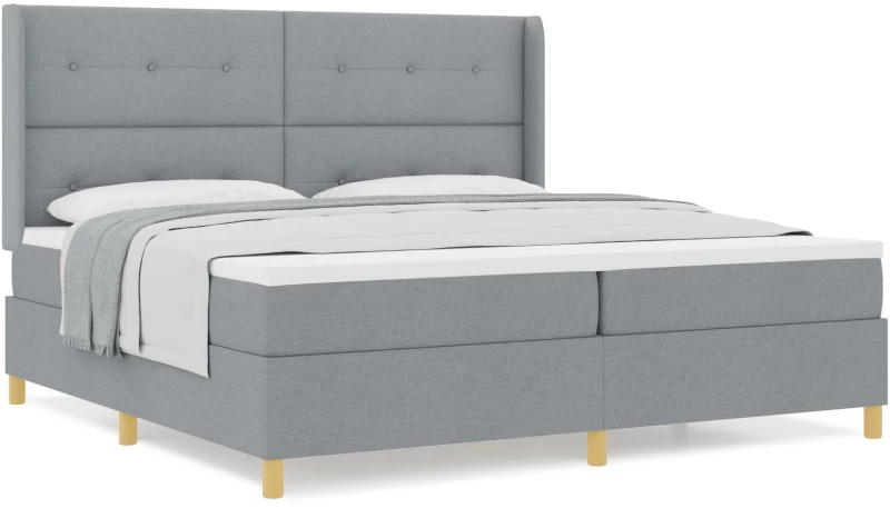vidaXL Κρεβάτι Box Spring με Στρώμα Ανοιχτό Γκρι 200x200 εκ. Ύφασμα