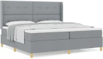vidaXL Κρεβάτι Box Spring με Στρώμα Ανοιχτό Γκρι 200x200 εκ. Ύφασμα