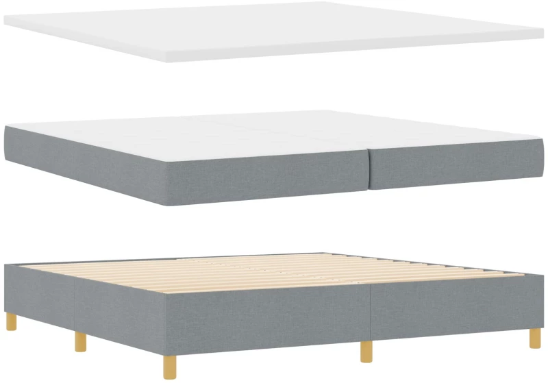 vidaXL Κρεβάτι Box Spring με Στρώμα Ανοιχτό Γκρι 200x200 εκ. Ύφασμα