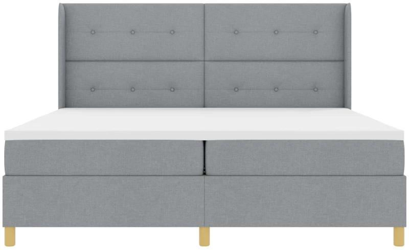 vidaXL Κρεβάτι Box Spring με Στρώμα Ανοιχτό Γκρι 200x200 εκ. Ύφασμα