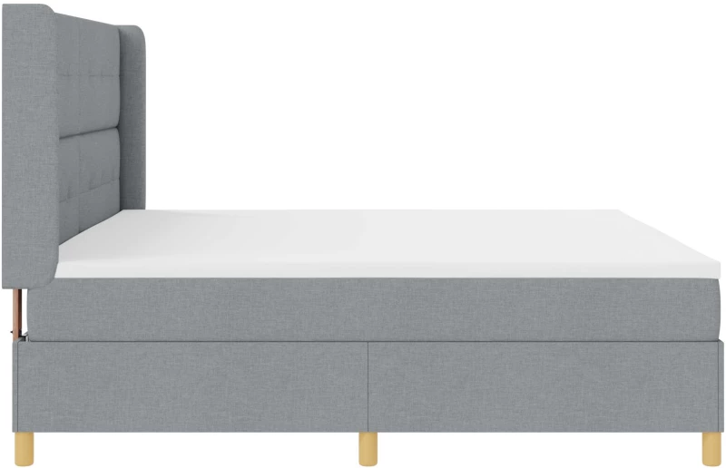 vidaXL Κρεβάτι Box Spring με Στρώμα Ανοιχτό Γκρι 200x200 εκ. Ύφασμα