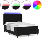 vidaXL Κρεβάτι Box Spring με Στρώμα & LED Μαύρο 140x190 εκ. Υφασμάτινο
