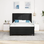 vidaXL Κρεβάτι Box Spring με Στρώμα & LED Μαύρο 140x190 εκ. Υφασμάτινο