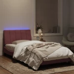 vidaXL Πλαίσιο Κρεβατιού με LED Ροζ 100x200 εκ. Βελούδινο
