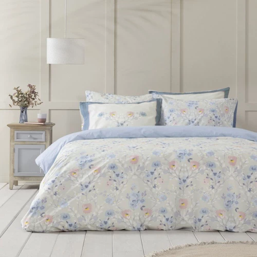 Σεντόνια Idylle (Σετ 4τμχ) Blue-Multi Nima Υπέρδιπλo 240x260cm 100% Βαμβάκι