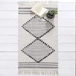 Χαλάκι Κουζίνας Nomada 60x130 Ecru-Black Nima 60X130cm Βαμβάκι