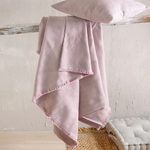 Ριχτάρι Santorini Pink Ρυθμός Τριθέσιο 180x280cm Βαμβάκι-Πολυέστερ