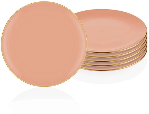 Πιάτο Γλυκού (Σετ 6Τμχ) 742TMA3316 19x19x1cm Salmon Hermia Κεραμικό