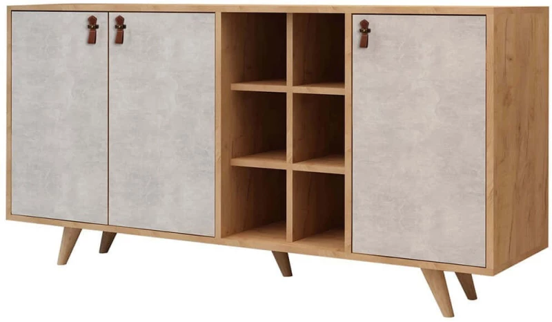 Μπουφές Prilika 811MDD3407 140x40x89cm Oak-White Μοριοσανίδα,Ξύλο