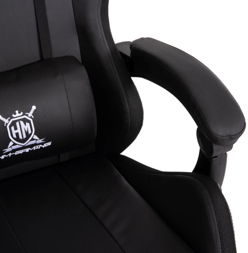 ΠΟΛΥΘΡΟΝΑ GAMING DARREN  ΜΑΥΡΟ-ΛΕΥΚΟ PVC & NYLON 51x49x125Υεκ.