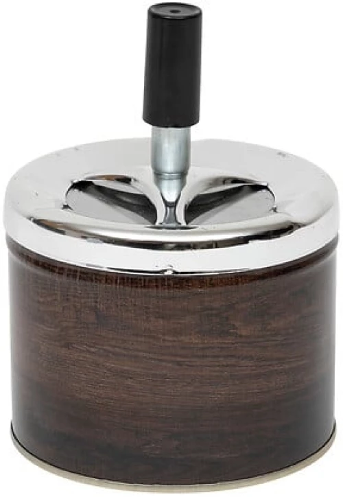 Τασάκι Milan Μεταλλικό 9,5 cm Καφέ Ξύλο 141235B Atmosphera