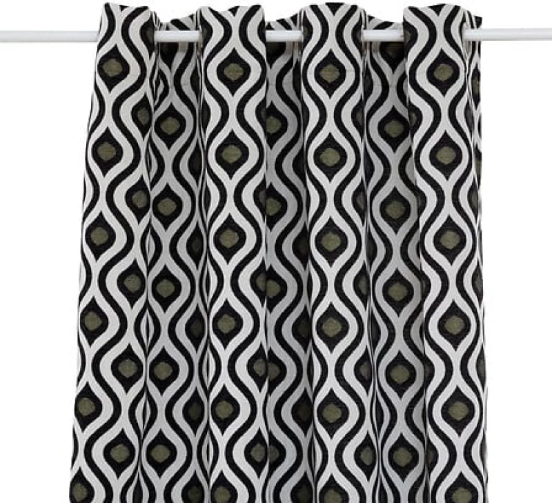 Κουρτίνα Jacquard Twisted Lime - 140 x 260 cm, Μαύρο & Λευκό 209079 Atmosphera