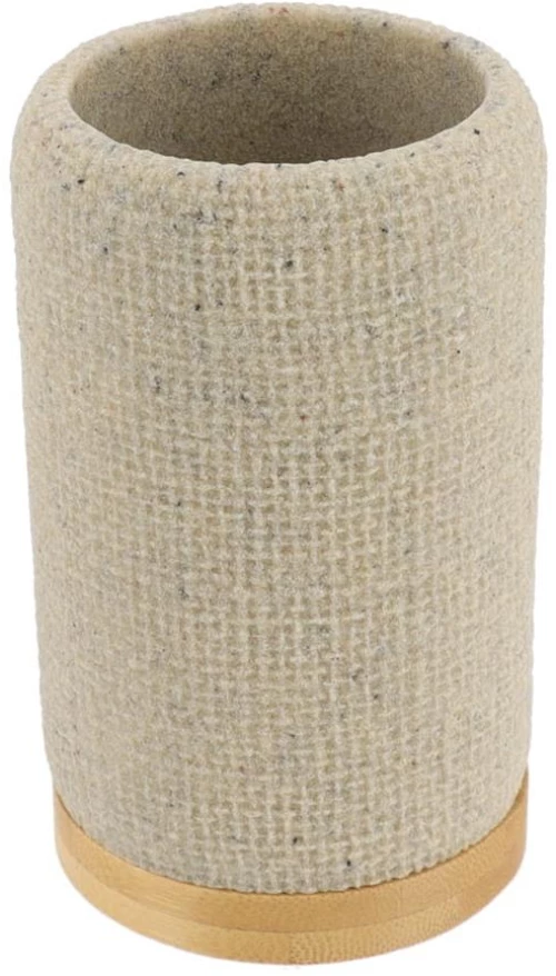 Ποτήρι polyresin εκρού με bamboo