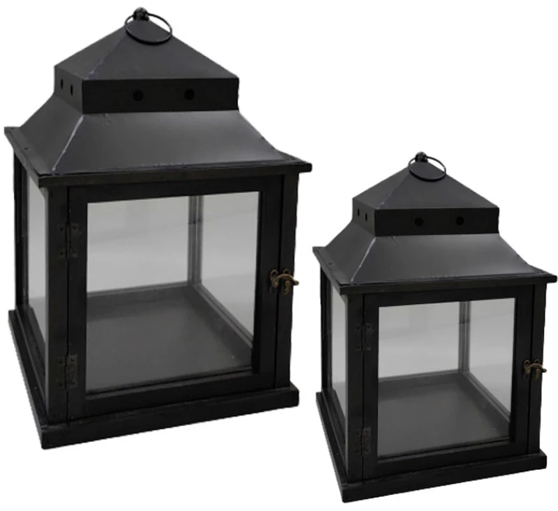 NUBIA ΦΑΝΑΡΙ SET 2ΤΜΧ 36x36x58 ΜΕΤΑΛΛΟ ΜΑΥΡΟ ΞΥΛΟ ΕΛΑΤΟINTHEBOX