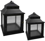 NUBIA ΦΑΝΑΡΙ SET 2ΤΜΧ 36x36x58 ΜΕΤΑΛΛΟ ΜΑΥΡΟ ΞΥΛΟ ΕΛΑΤΟINTHEBOX