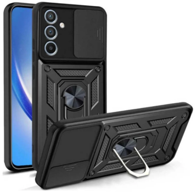 Σκληρή Θήκη Armor με Βάση Στήριξης Δαχτυλίδι για Samsung Galaxy A16 - Μαύρο