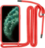 Θήκη Σιλικόνης GREEN ON με Κορδόνι Κολιέ για iPhone 16 Plus - Κόκκινο