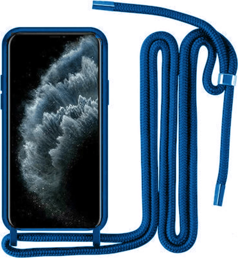 Θήκη Σιλικόνης με Κορδόνι Κολιέ για Samsung Galaxy A14 - Σκούρο Μπλε