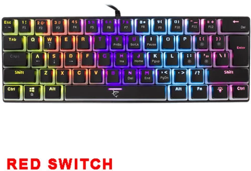 White Shark Mechanical Πληκτρολόγιο 60 Red Switch - Μαύρο - ASHIKO-B-US-RED