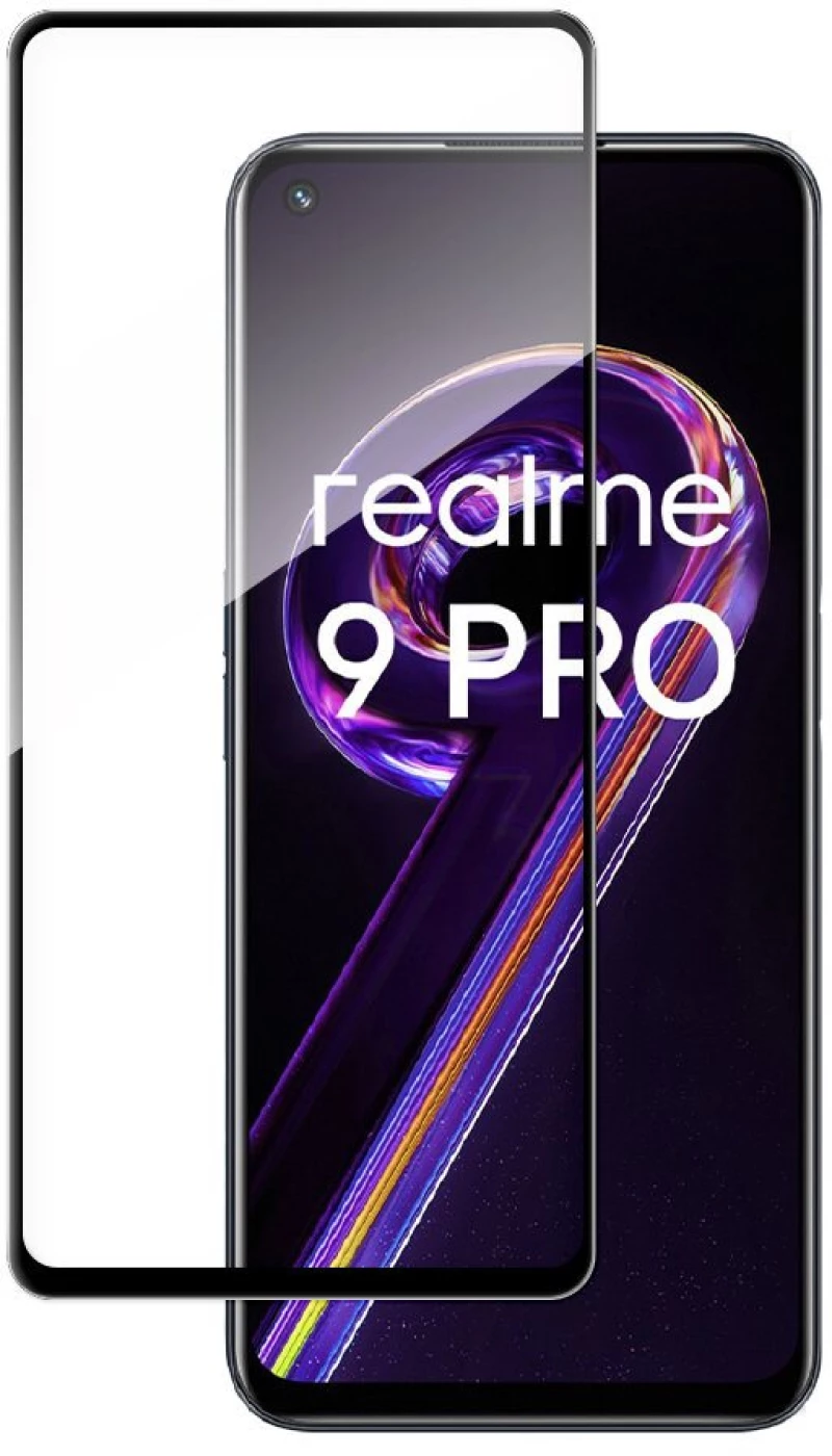 Tempered Glass FULL GLUE για Realme 9 5G / 9 Pro - Μαύρο Πλαίσιο