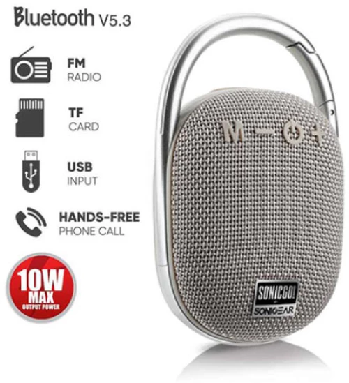 Sonic Gear Φορητό Ηχείο Bluetooth 5W με BT V5.3 / FM Δέκτη / Υποδοχή Κάρτας TF / USB / TWS - Γκρι