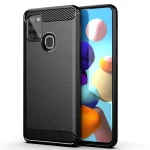 Θήκη TPU Σιλικόνης Carbon Fiber Style για Samsung Galaxy A21s - Μαύρο