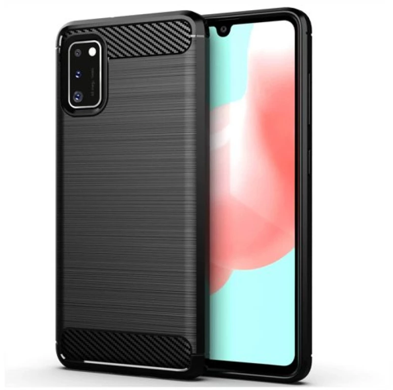 Θήκη TPU Σιλικόνης Carbon Fiber Style για Samsung Galaxy A41 - Μαύρη