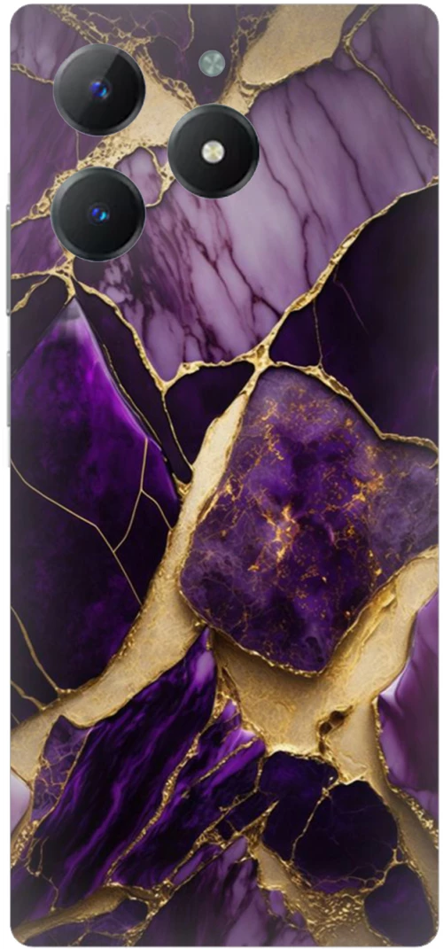 Marble Black-Purple Silicone Case θήκη για Realme C63 4G