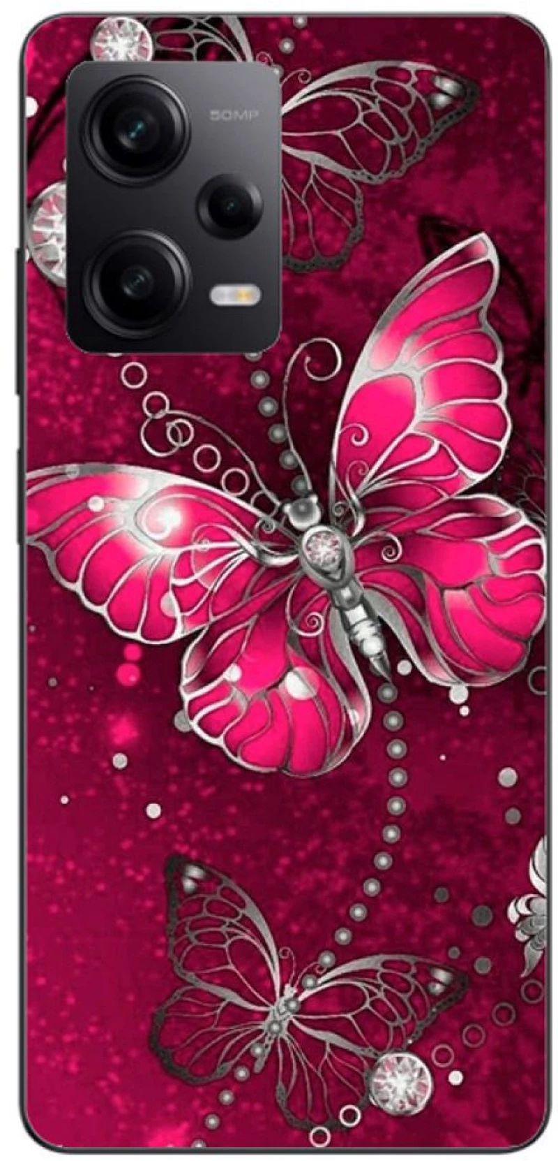 Butterfly Silicone Case θήκη για Xiaomi Redmi note 12 pro 5g fuchsia